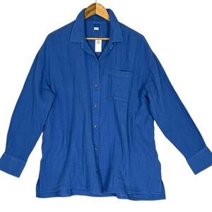 Old Navy Slubbed Cotton Oversized Button Diwn Tunic Top Womens Large NWT Relaxed